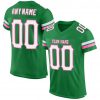 Custom Grass Green White-Pink Mesh Authentic Football Jersey