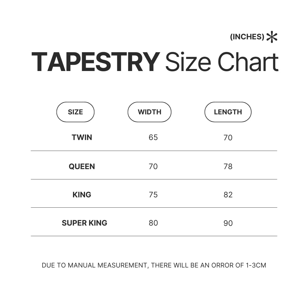 Tapestry Size Chart - Rugby Gifts Shop