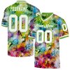 Custom Graffiti Pattern White-Neon Green 3D Mesh Authentic Throwback Football Jersey