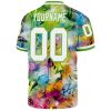 Custom Graffiti Pattern White-Neon Green 3D Mesh Authentic Throwback Football Jersey