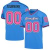 Custom Powder Blue Pink-Black Mesh Authentic Throwback Football Jersey