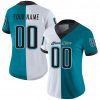 Custom Teal Black-White Mesh Split Fashion Football Jersey