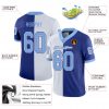 Custom Royal Light Blue-White Mesh Split Fashion Football Jersey