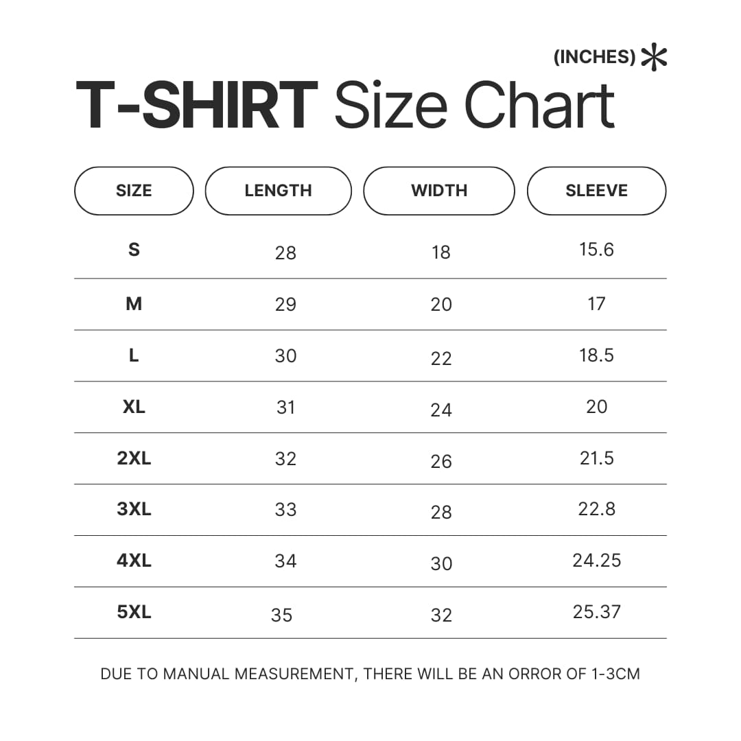 T shirt Size Chart - Rugby Gifts Shop