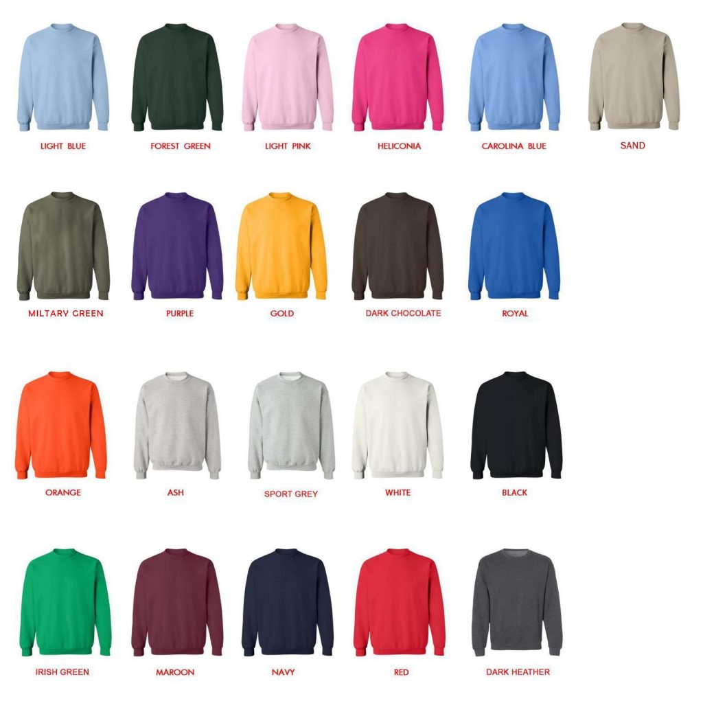 sweatshirt color chart - Rugby Gifts Shop